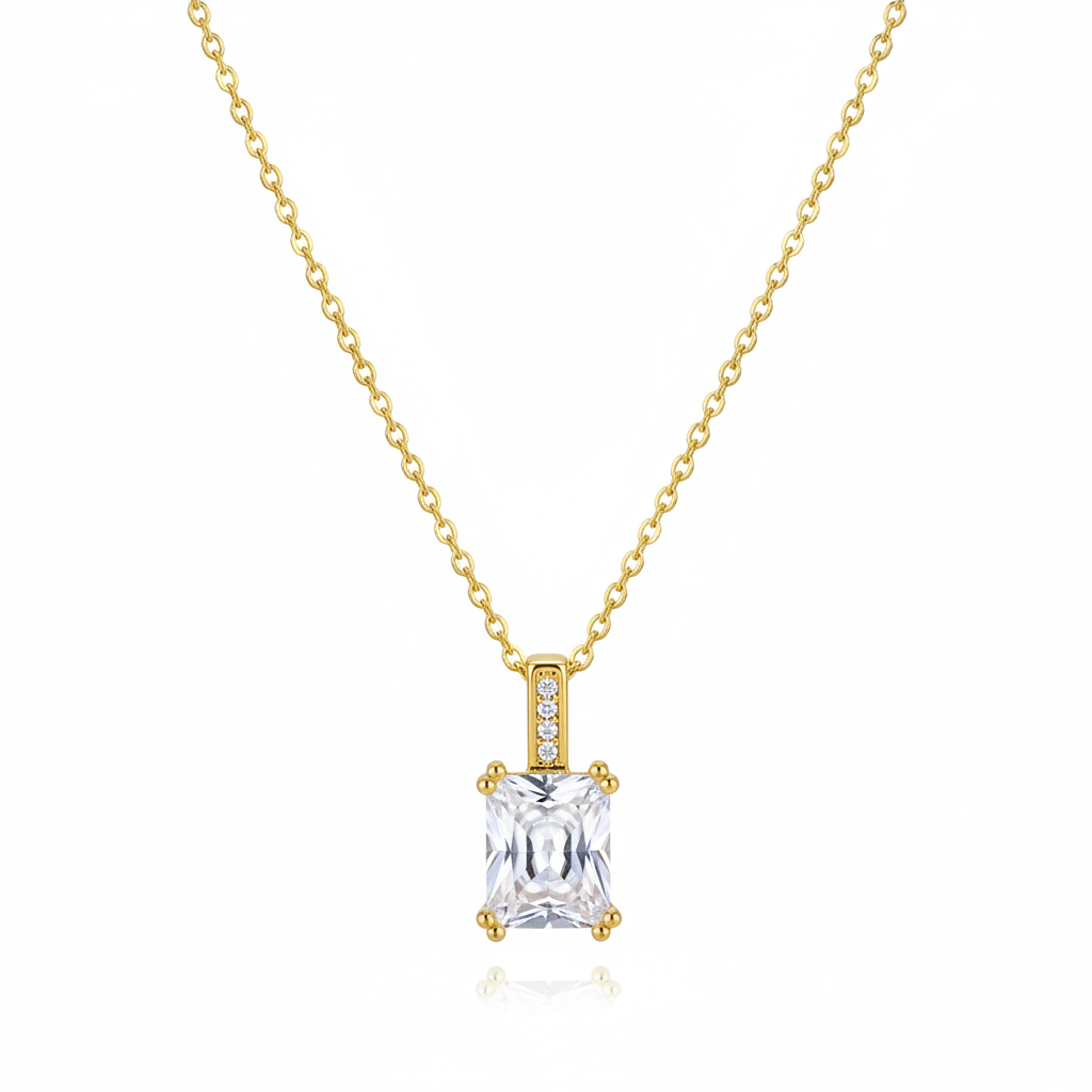 Princess-Cut Crystal & Cubic Zirconia 18K Gold-Plated Pendant Necklace - Street Region
