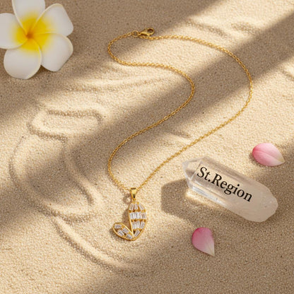 Crystal and 18K Gold-Plated Asymmetric Heart Pendant Necklace, gold pendant necklace for women, lifestyle look