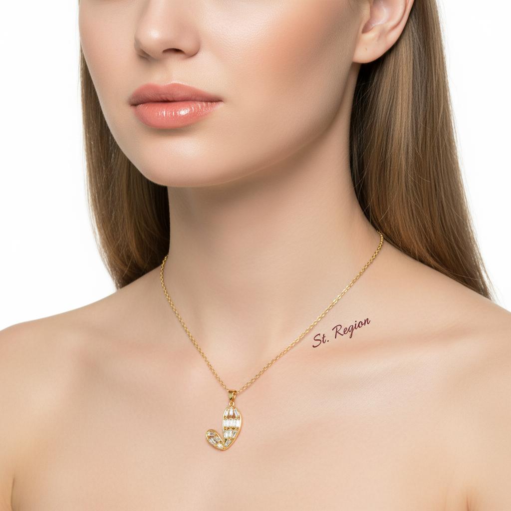 Crystal and 18K Gold-Plated Asymmetric Heart Pendant Necklace, gold pendant necklace for women, styled look