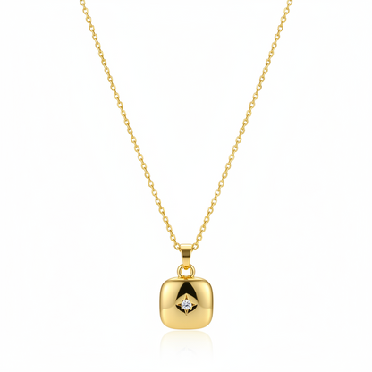Cubic Zirconia & 18K Gold-Plated Star Square Pendant Necklace - Street Region