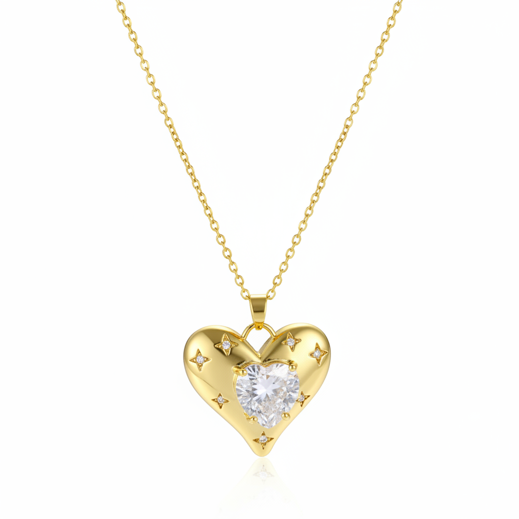 Cubic Zirconia & Crystal Heart Pendant Necklace - Street Region
