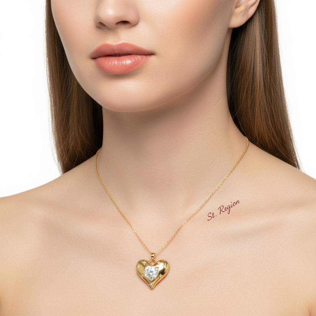 Cubic Zirconia & Crystal Heart Pendant Necklace - Street Region