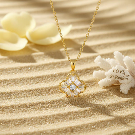 Crystal & 18K Gold-Plated Clover Pendant Necklace