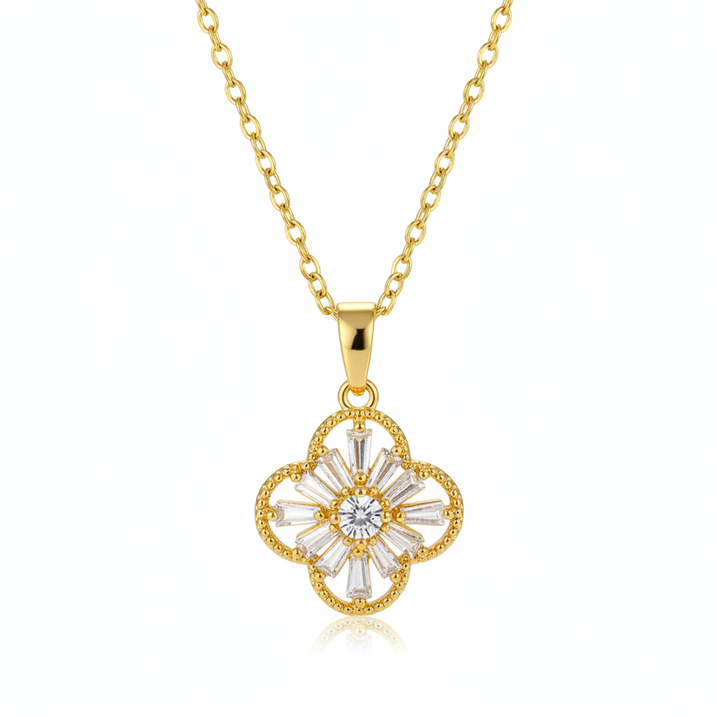 Crystal & 18K Gold-Plated Clover Pendant Necklace - Street Region
