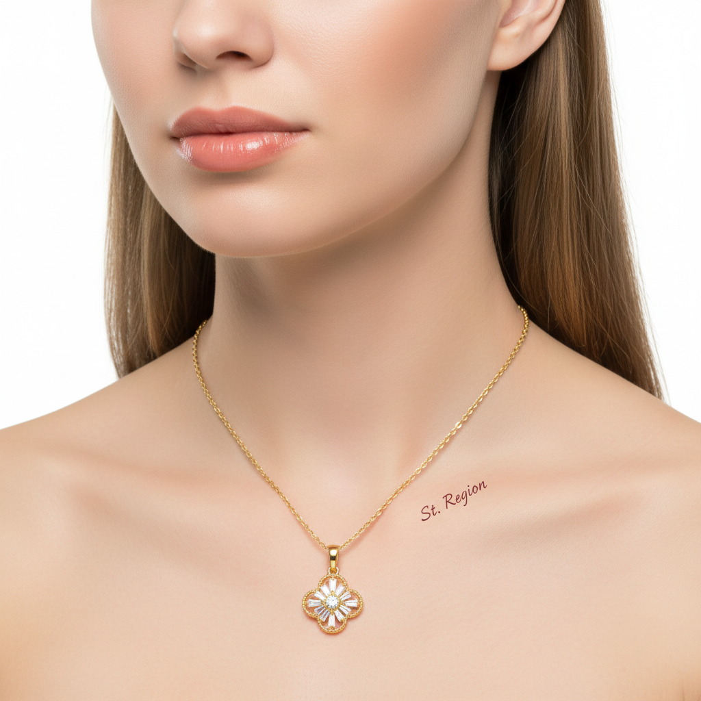 Crystal & 18K Gold-Plated Clover Pendant Necklace - Street Region