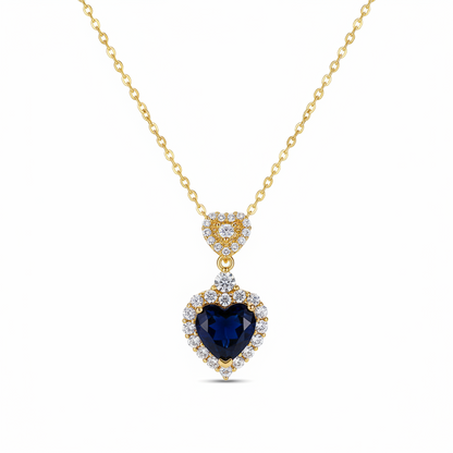 Blue Crystal & Cubic Zirconia 18K Gold-Plated Heart Pendant Necklace - Street Region
