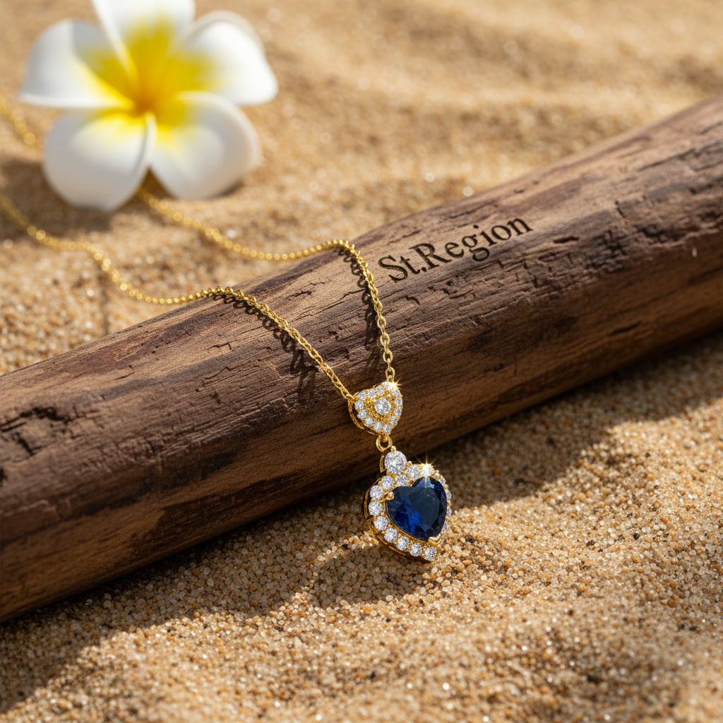 Blue Crystal & Cubic Zirconia 18K Gold-Plated Heart Pendant Necklace - Street Region