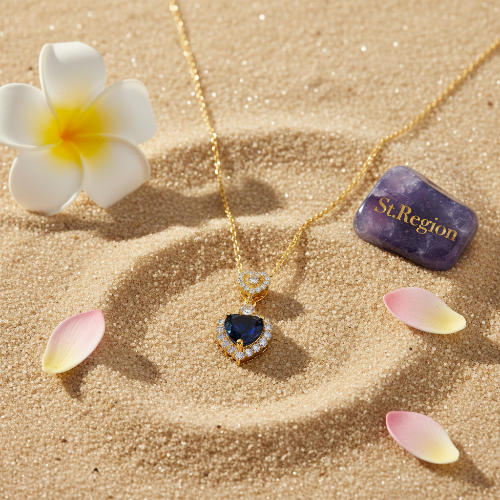 Blue Crystal & Cubic Zirconia 18K Gold-Plated Heart Pendant Necklace - Street Region