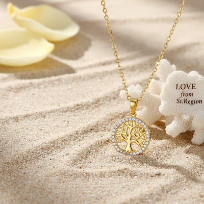 Cubic Zirconia & 18K Gold-Plated Life Tree Pendant Necklace - Street Region