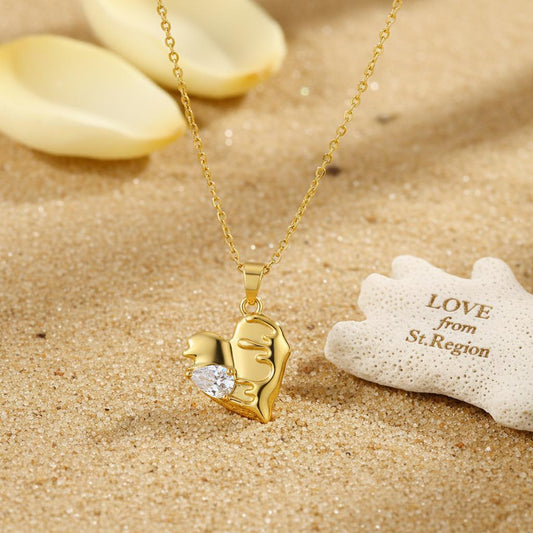 Pear-Cut Crystal & 18K Gold-Plated Heart Pendant Necklace