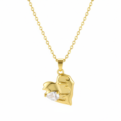 Pear-Cut Crystal & 18K Gold-Plated Heart Pendant Necklace - Street Region