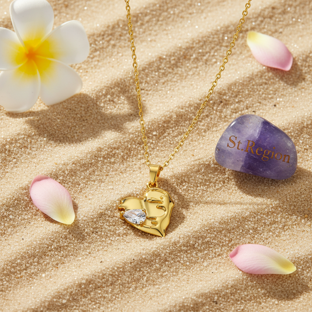 Pear-Cut Crystal & 18K Gold-Plated Heart Pendant Necklace - Street Region