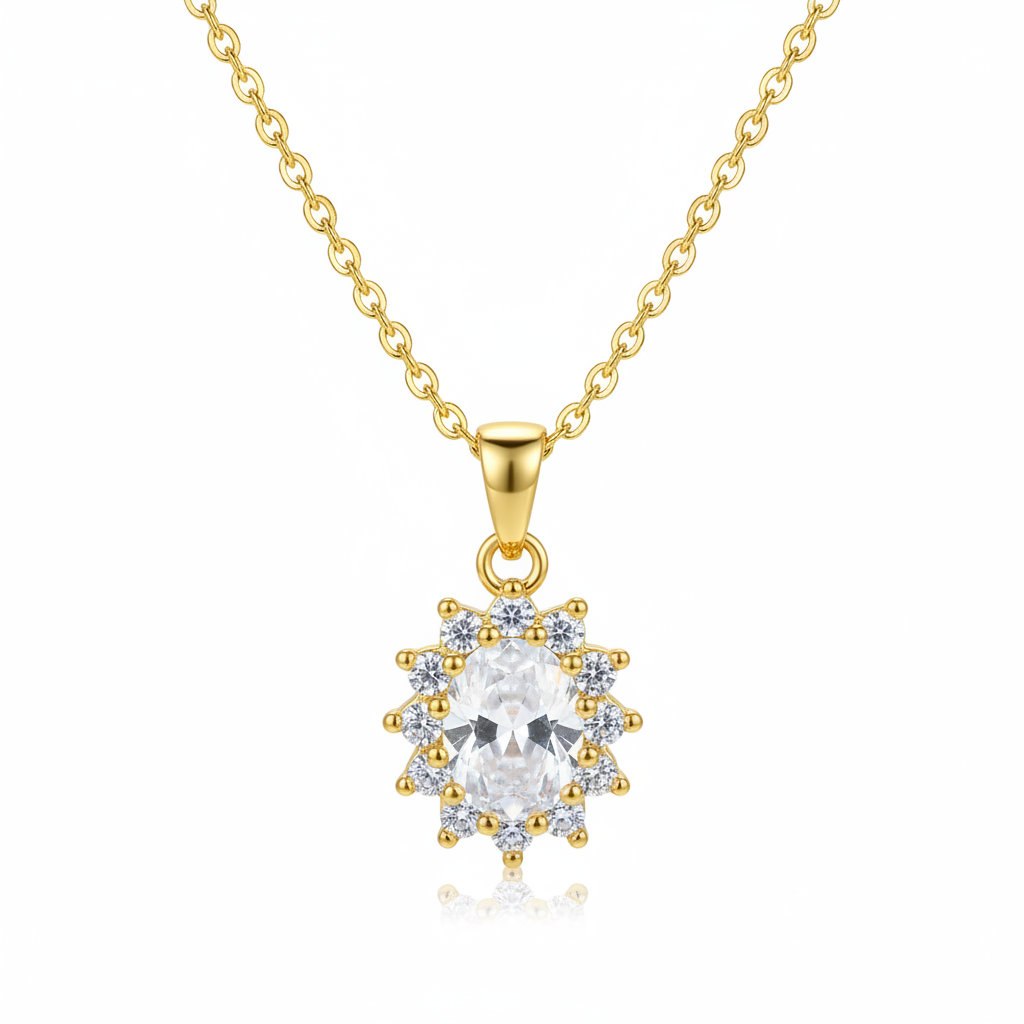 Oval-Cut Crystal & Cubic Zirconia 18K Gold-Plated Botanical Pendant Necklace - Street Region