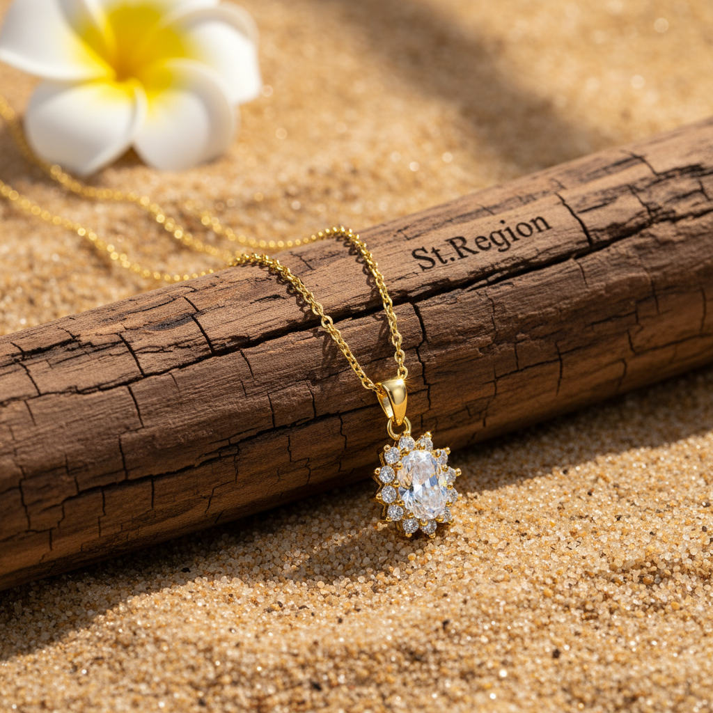 Oval-Cut Crystal & Cubic Zirconia 18K Gold-Plated Botanical Pendant Necklace - Street Region