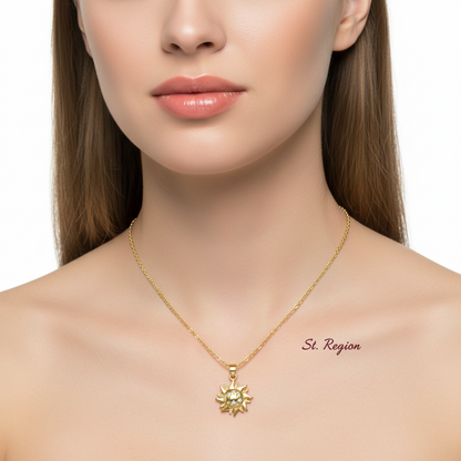 Cubic Zirconia & 18K Gold-Plated Sun Pendant Necklace - Street Region