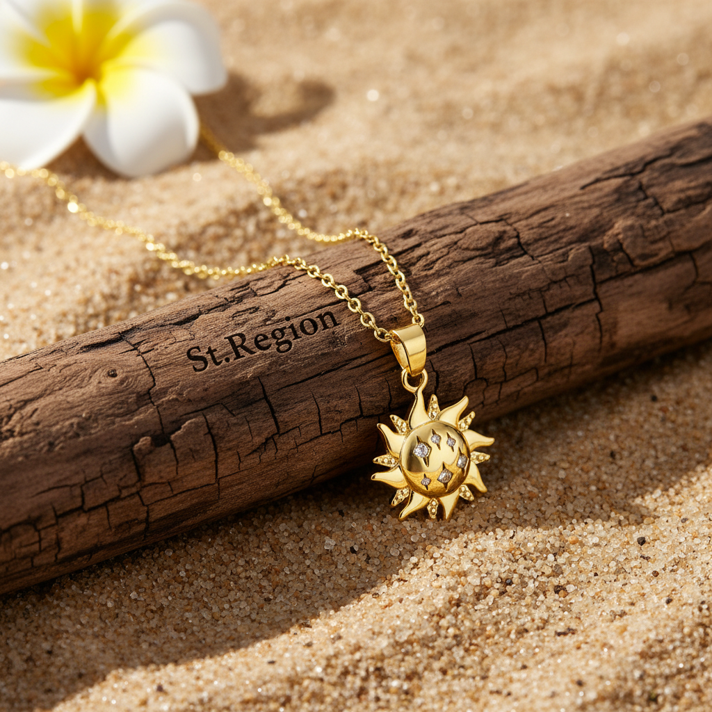 Cubic Zirconia & 18K Gold-Plated Sun Pendant Necklace - Street Region