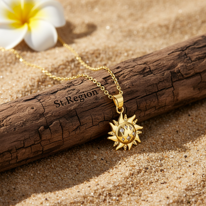 Cubic Zirconia & 18K Gold-Plated Sun Pendant Necklace - Street Region