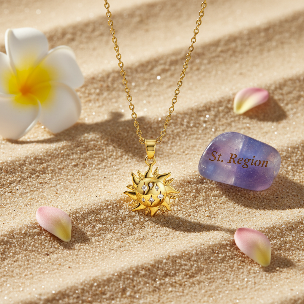 Cubic Zirconia & 18K Gold-Plated Sun Pendant Necklace - Street Region