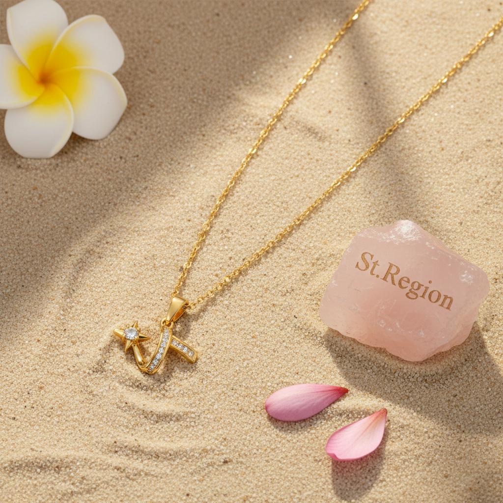 Cubic Zirconia and 18K Gold-Plated Shooting Star Pendant Necklace, gold pendant necklace for women, lifestyle look