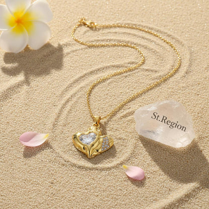 Crystal and 18K Gold-Plated Textured Heart Pendant Necklace, gold pendant necklace for women, everyday style, lifestyle look