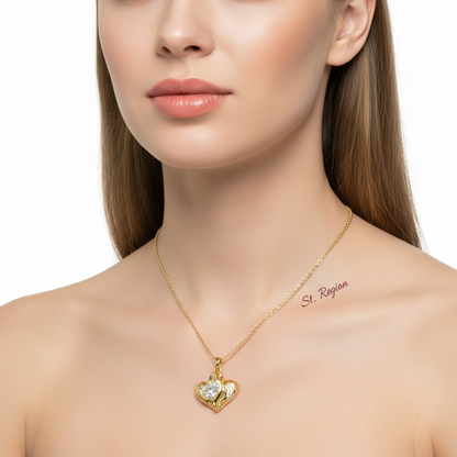 Crystal & 18K Gold-Plated Textured Heart Pendant Necklace - Street Region