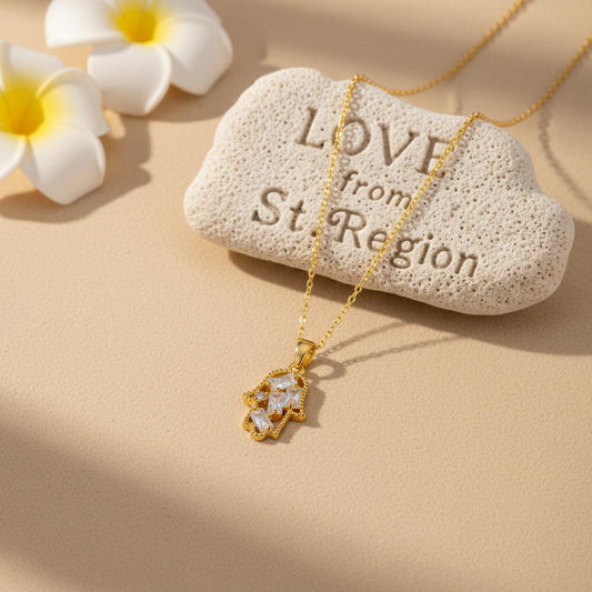 Crystal & Cubic Zirconia Hamsa Pendant Necklace