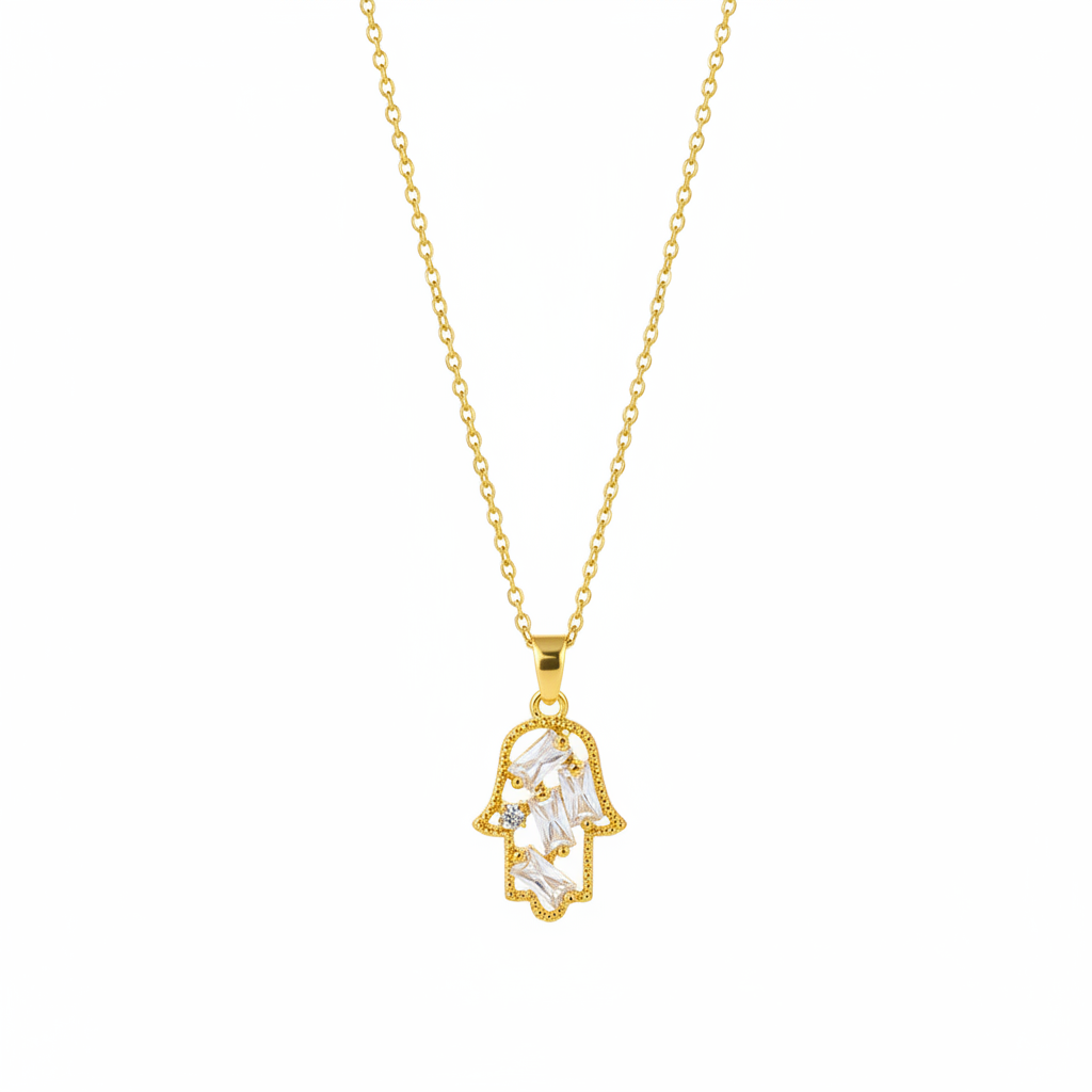 Crystal & Cubic Zirconia Hamsa Pendant Necklace - Street Region