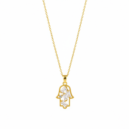 Crystal & Cubic Zirconia Hamsa Pendant Necklace - Street Region