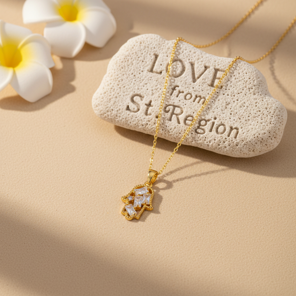 Crystal & Cubic Zirconia Hamsa Pendant Necklace - Street Region