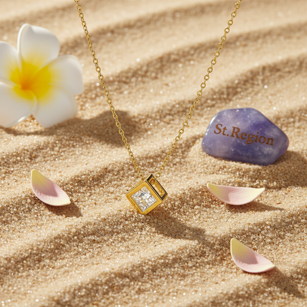 Cubic Zirconia & 18K Gold-Plated Cube Pendant Necklace - Street Region