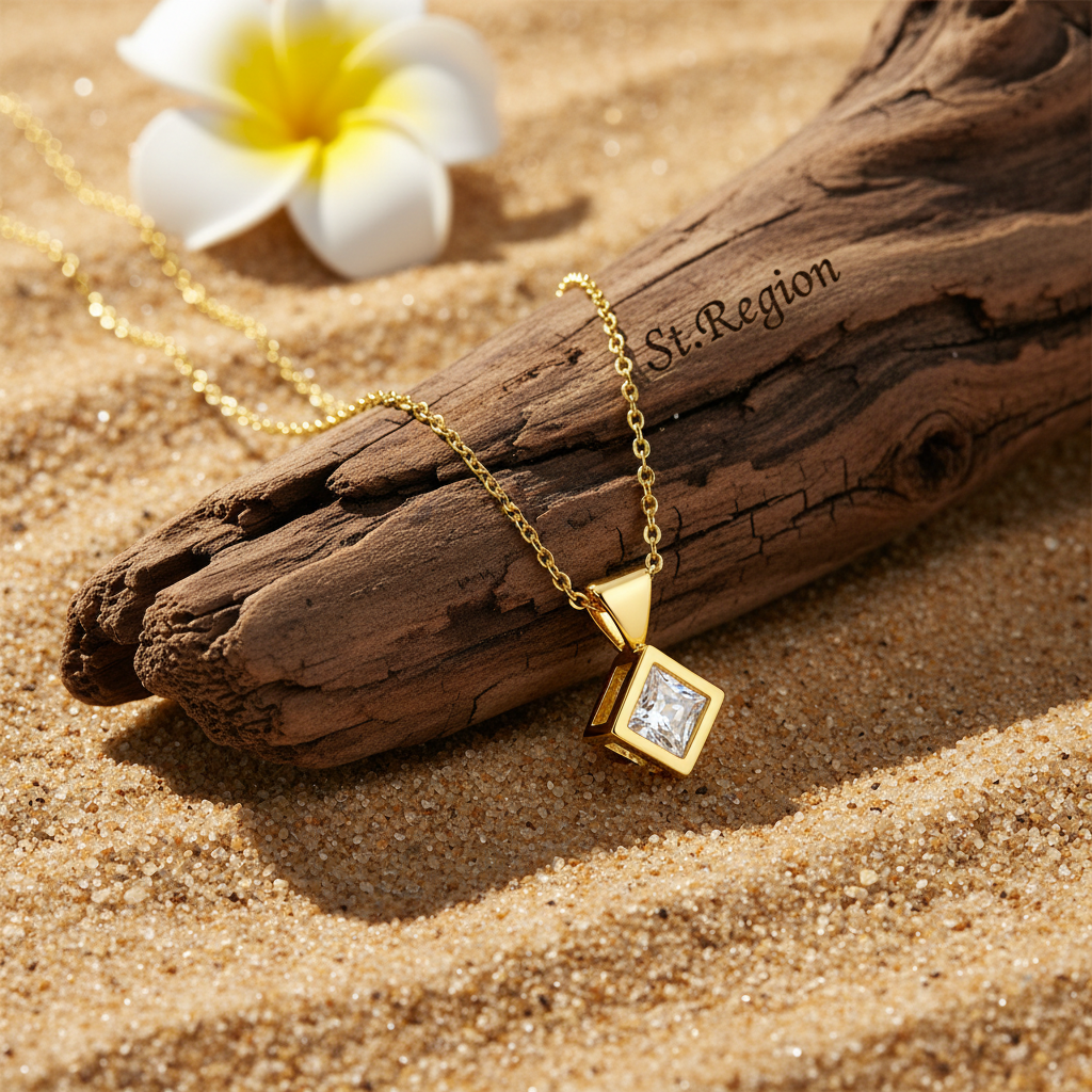 Cubic Zirconia & 18K Gold-Plated Cube Pendant Necklace - Street Region