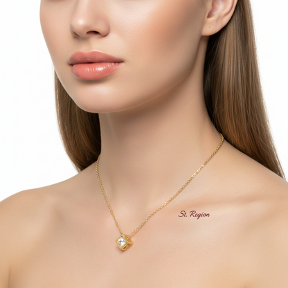 Cubic Zirconia & 18K Gold-Plated Cube Pendant Necklace - Street Region