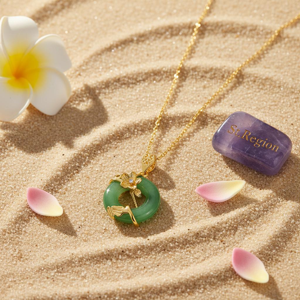 Green Jade and Cubic Zirconia Flower Pendant Necklace, pendant necklace for women, everyday style, lifestyle look
