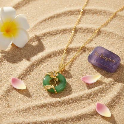 Green Jade and Cubic Zirconia Flower Pendant Necklace, pendant necklace for women, everyday style, lifestyle look