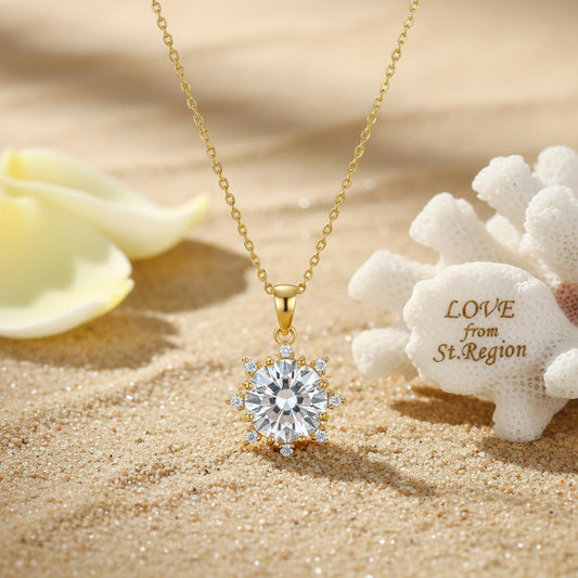 Crystal & Cubic Zirconia Sun Pendant Necklace