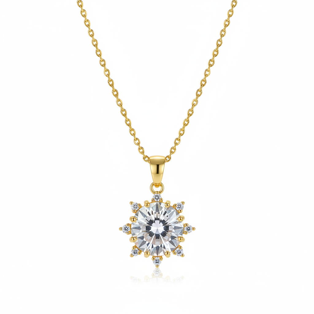 Crystal & Cubic Zirconia Sun Pendant Necklace - Street Region
