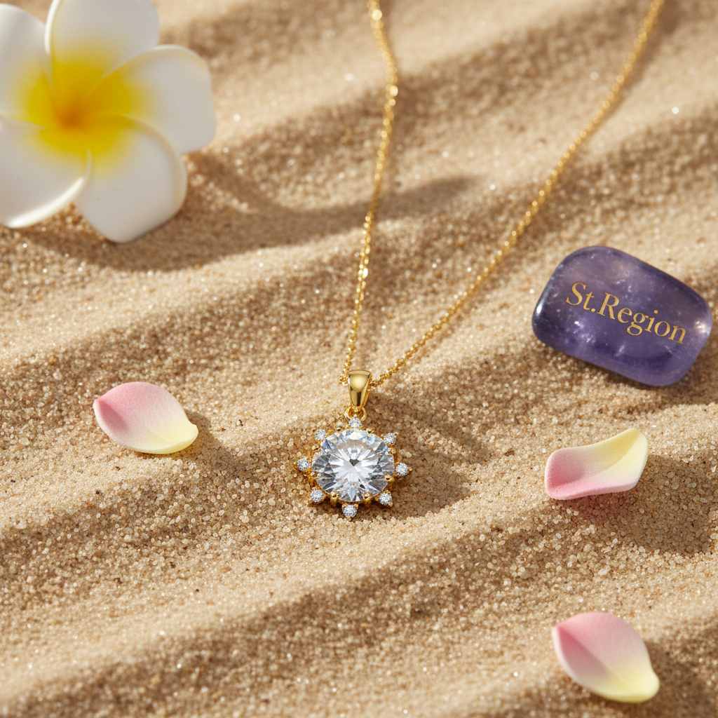 Crystal & Cubic Zirconia Sun Pendant Necklace - Street Region
