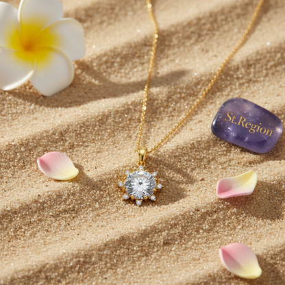 Crystal & Cubic Zirconia Sun Pendant Necklace - Street Region