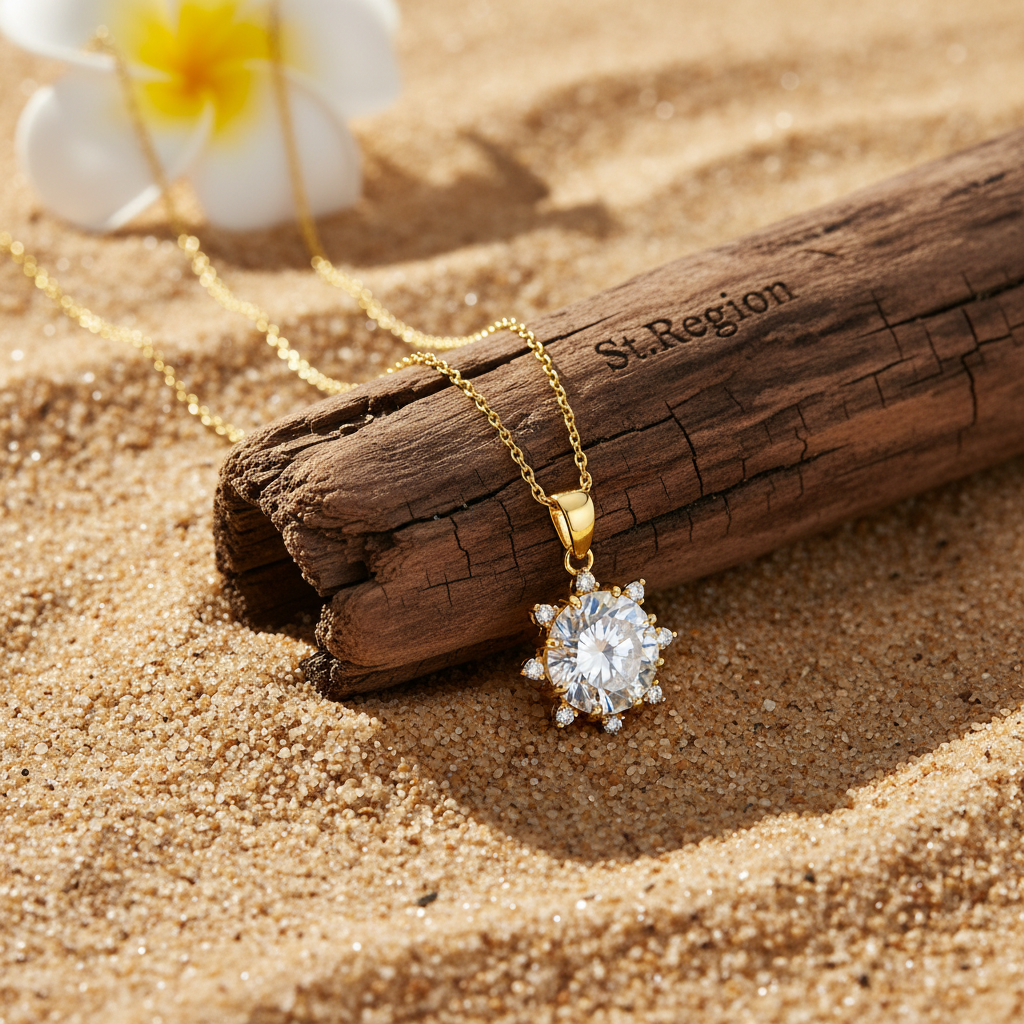 Crystal & Cubic Zirconia Sun Pendant Necklace - Street Region