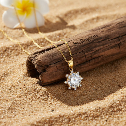 Crystal & Cubic Zirconia Sun Pendant Necklace - Street Region