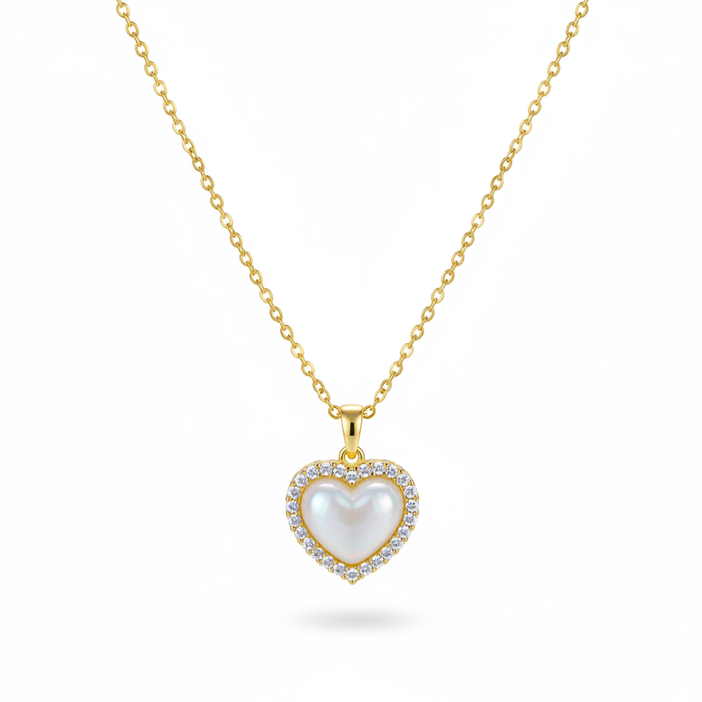Pearl & Cubic Zirconia 18K Gold-Plated Heart Pendant Necklace - Street Region
