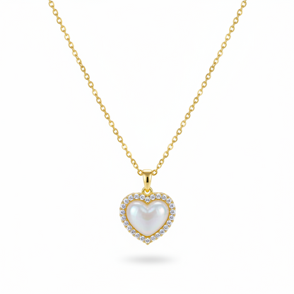 Pearl & Cubic Zirconia 18K Gold-Plated Heart Pendant Necklace - Street Region