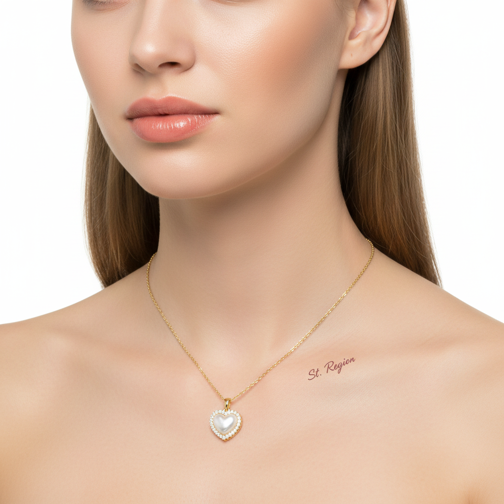 Pearl & Cubic Zirconia 18K Gold-Plated Heart Pendant Necklace - Street Region