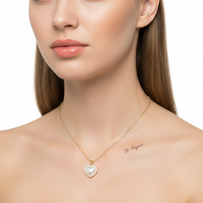 Pearl & Cubic Zirconia 18K Gold-Plated Heart Pendant Necklace - Street Region