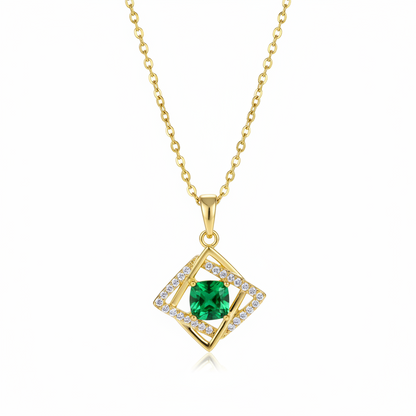 Green Crystal & Cubic Zirconia Interlocked Pendant Necklace - Street Region