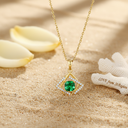 Green Crystal & Cubic Zirconia Interlocked Pendant Necklace - Street Region