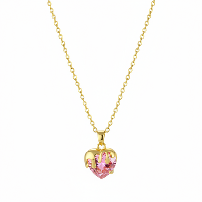 Pink Crystal & 18K Gold-Plated Heart Pendant Necklace - Street Region