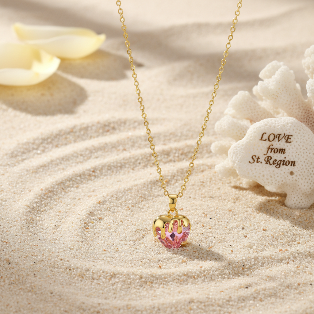 Pink Crystal & 18K Gold-Plated Heart Pendant Necklace - Street Region