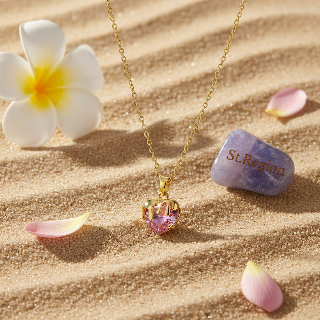 Pink Crystal & 18K Gold-Plated Heart Pendant Necklace - Street Region