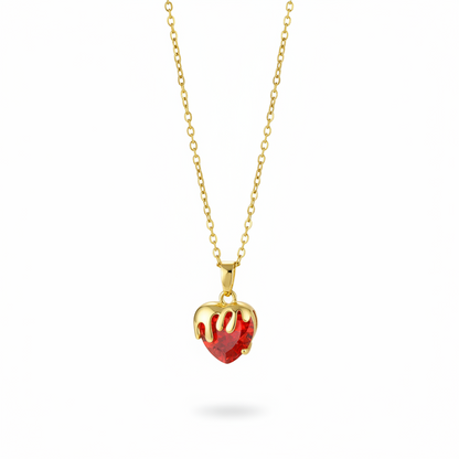Red Crystal & 18K Gold-Plated Heart Drip Pendant Necklace - Street Region